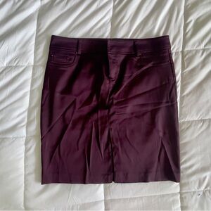Cache Vintage Burgundy Low Rise Stretch Midi Skirt w/ front slit